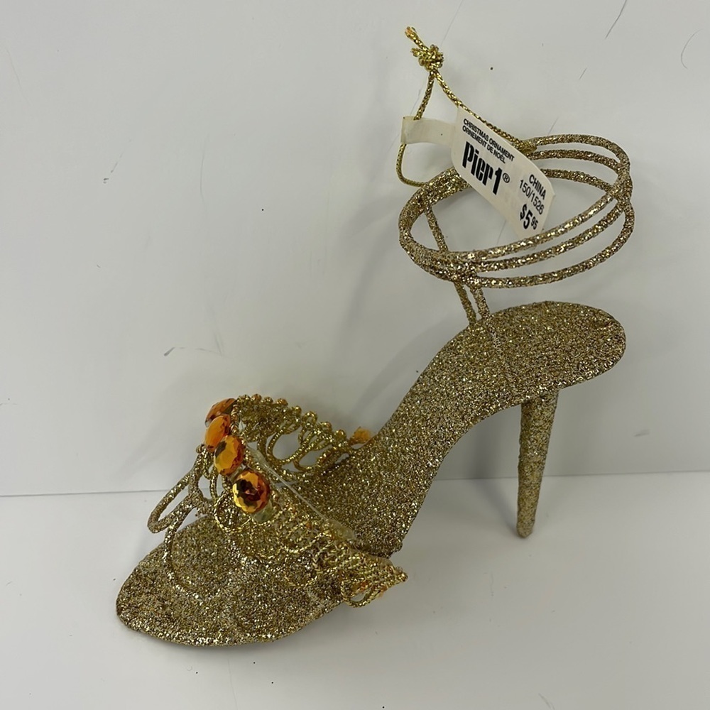 PIER 1 GOLD GLITTER SANDAL ORNAMENT